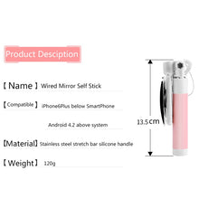 Load image into Gallery viewer, Mini Extendable Wired Selfie Stick